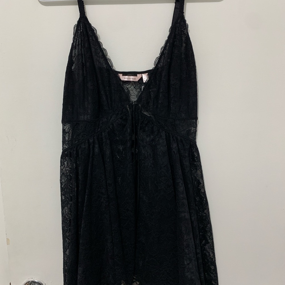 La Vie en Rose Black Lace Babydoll